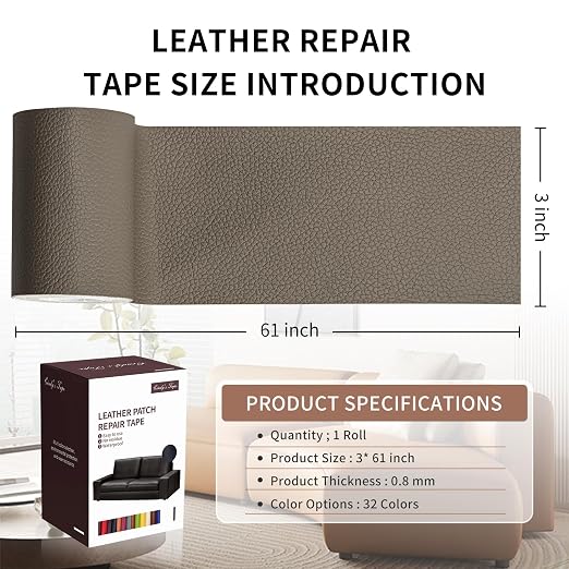 Leather Repair Patch Tape, Car Seat, Vinyl Leather Repair Kit