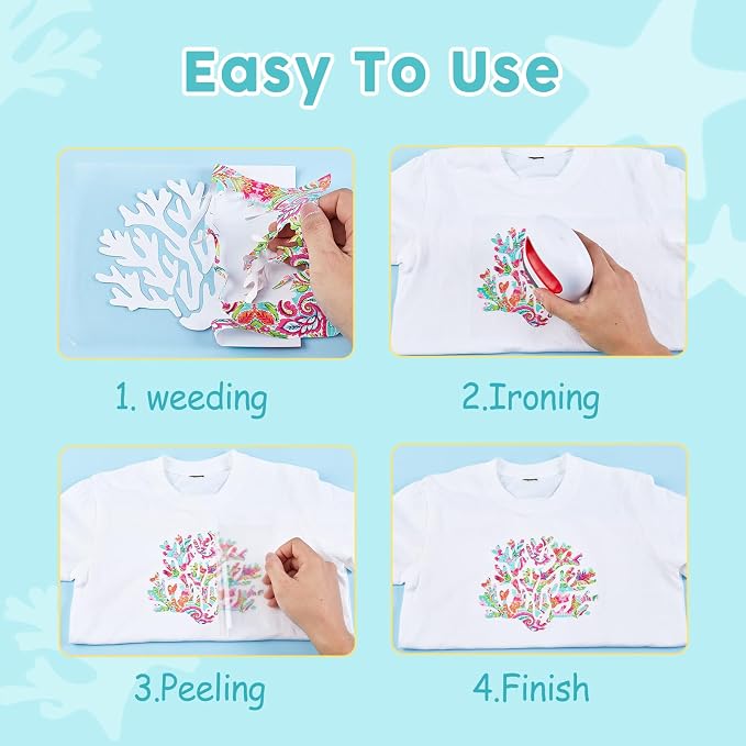 Tintnut Paisley Flower Watercolor Heat Transfer Vinyl, Floral pattern, PU HTV