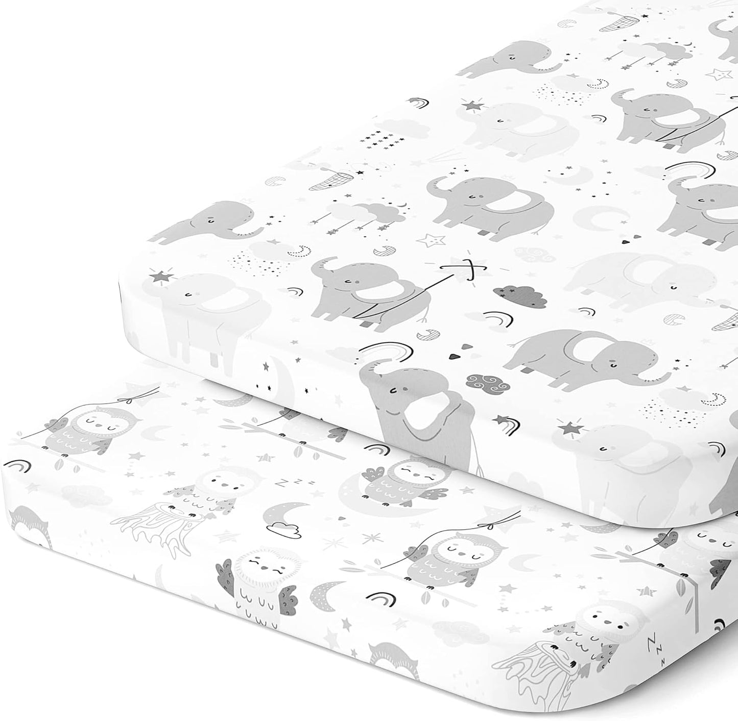 Bassinet Sheets 20x30 Inch for Graco Travel Lite Crib, Sense2Snooze, My View 4 in 1, Dream Suite and Guava Lotus Bassinet – Snuggly Soft 100% Jersey Cotton Fitted – 2 Pack