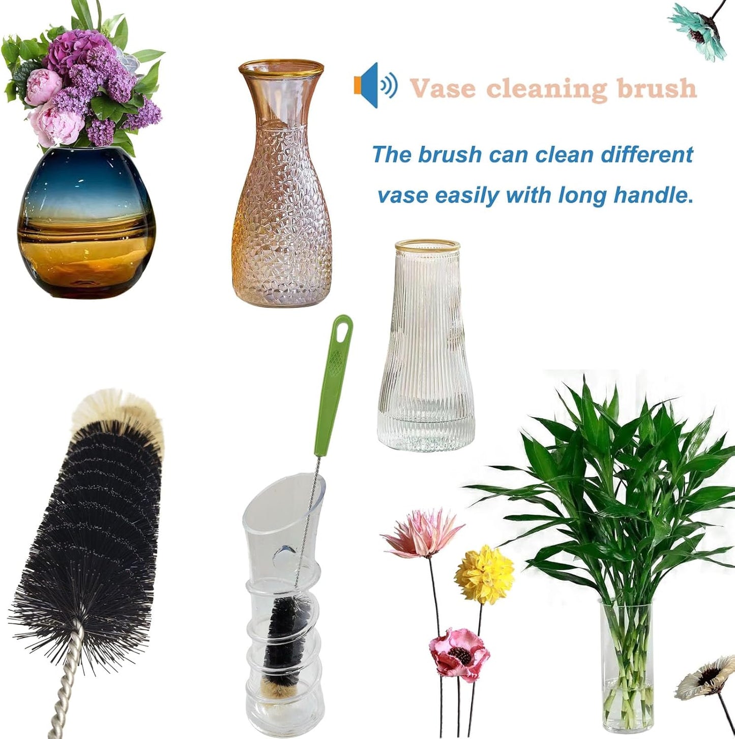 16" Water Bottle Brush for Cleaning, Dokpod Long Handle Bottle Cleaner Brush, Narrow Bottles Scrubber Brushes, Hummingbird Feeder Cleaning Brushes, Cup Cleaner Brushes, for Meat Grinder, for Pipe