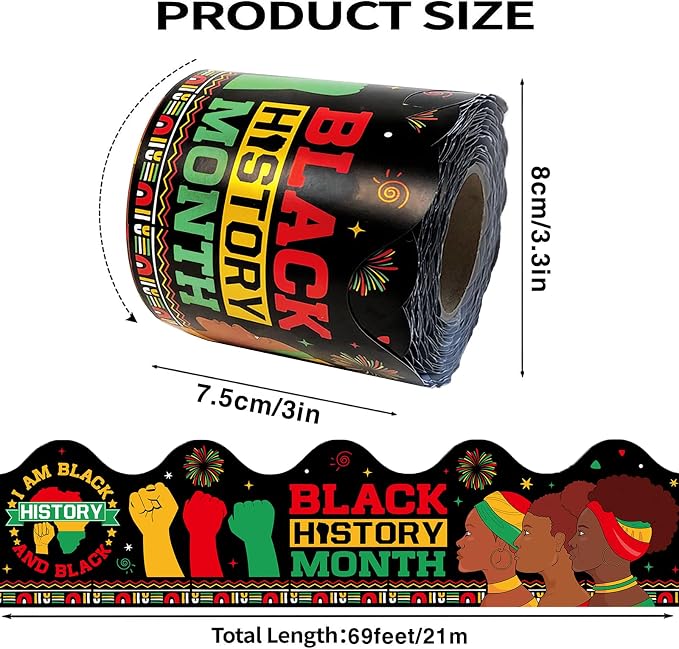 69 Feet Black History Month Bulletin Board Scalloped Kente Borders Classroom