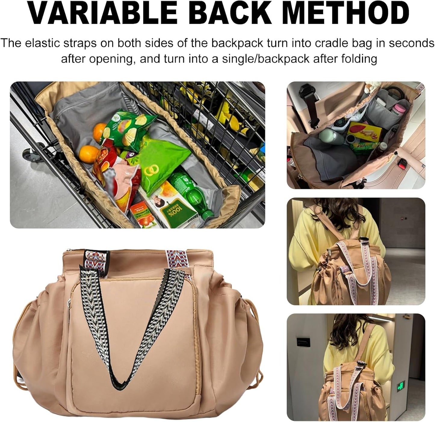 Multifunctional Travel Organizer Bag for Ladies - Doubles as a Stylish Backpack, Crossbody and Shoulder Bag, Boasts Great Storage Capacity(Khaki)