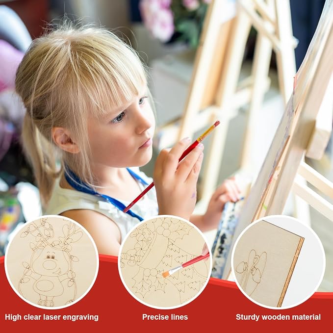 COCHIE 10 Pieces Large Christmas Unfinished Wood Crafts to Paint