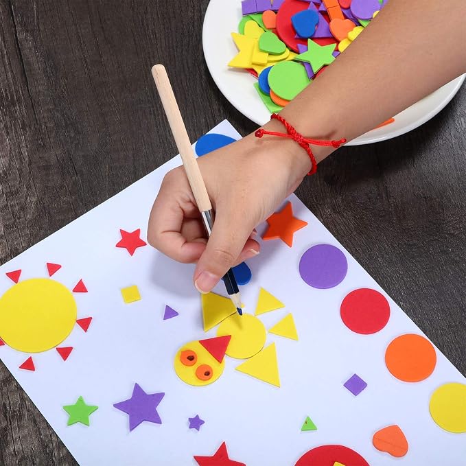 1500 Pieces Self Adhesive Foam Stickers Mini Geometry Shapes EVA Foam Stickers