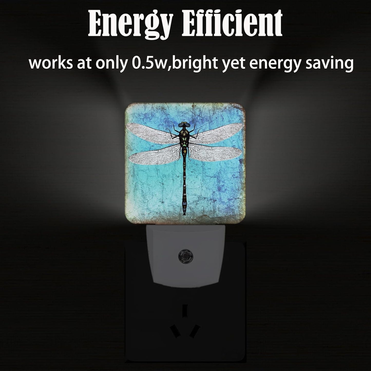 Blue Vintage Dragonfly Night Light,Plug Into Wall Decor for Stairway,Hallway,Kitchen,Dusk to Dawn Sensor Nightlights for Boys/Girls/Women/Men Room Gifts