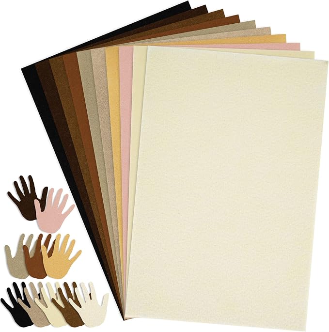 Whaline 20Pcs Skin Tone Felt Fabric Sheets Skin Tone Soft Thick Assorted Cream