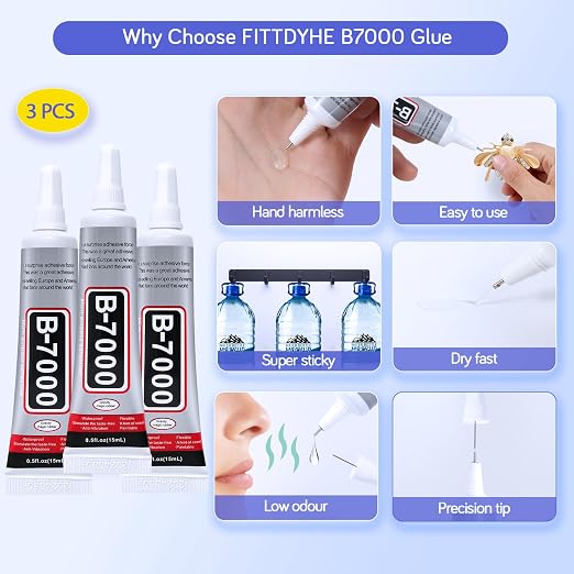 FITTDYHE 3PCS Jewelry Glue - 15ML/0.5fl oz Clear DIY Craft Glue