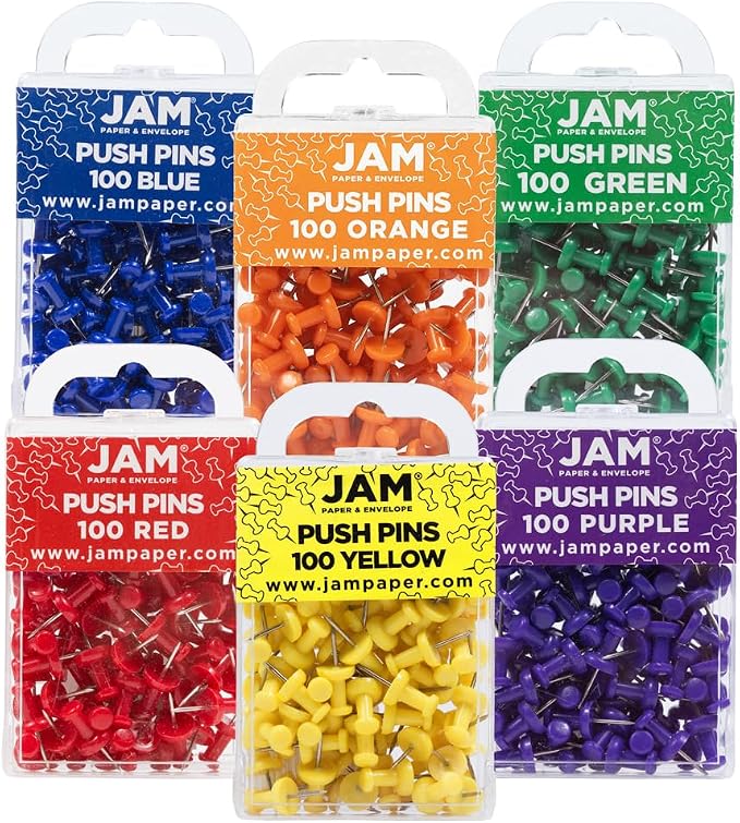 JAM PAPER Colorful Push Pins