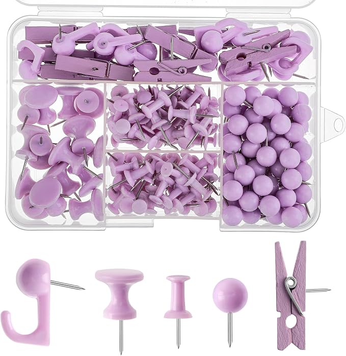 BESARME 200 Pcs Push Pins for Bulletin Board, Thumb Tacks for Cork Board |