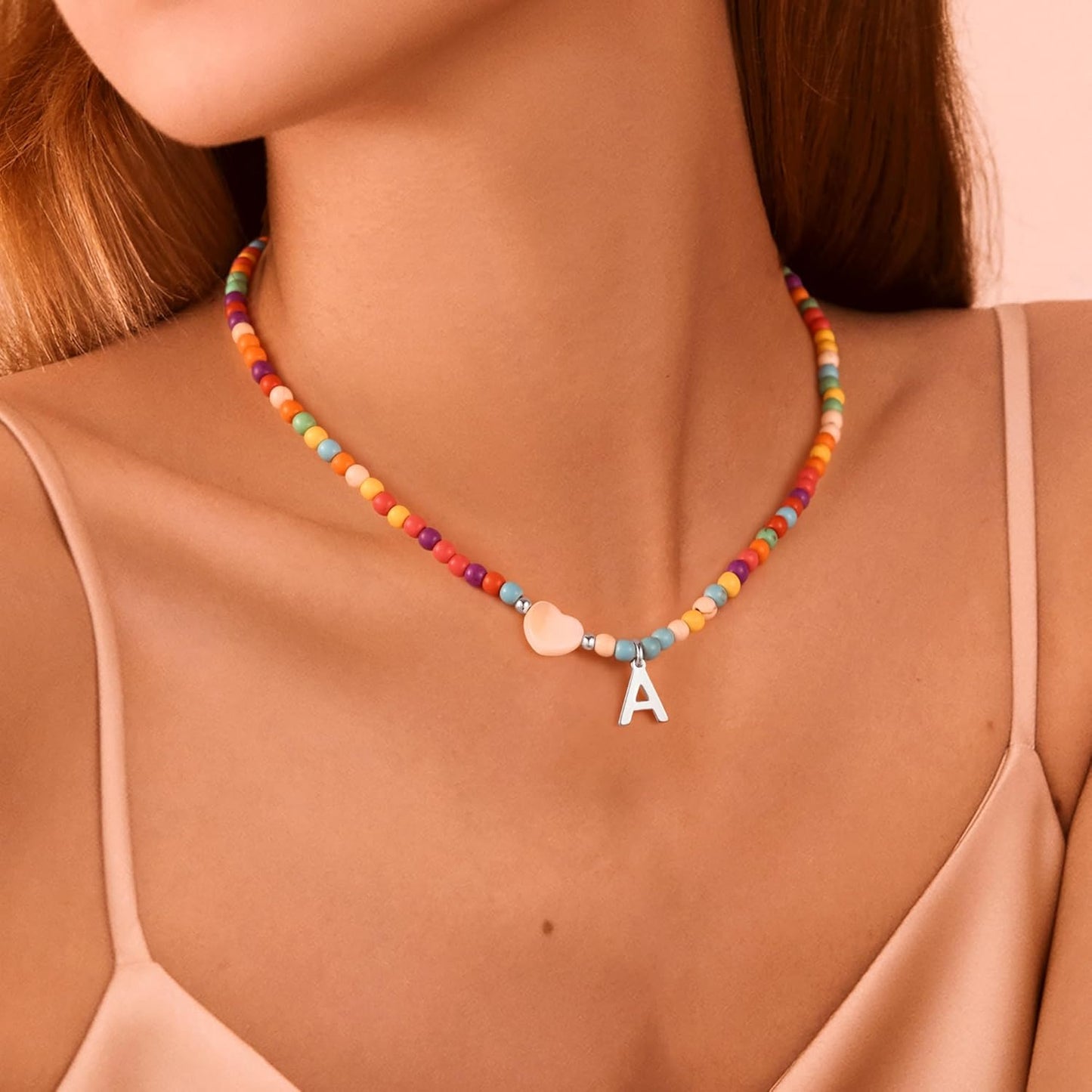 Ursteel Stocking Stuffers for Teen Girls - Trendy Beaded Choker Necklace for Women Teenage Girls, Personalized Letter Initial Necklaces Christmas Gifts for Grandkids
