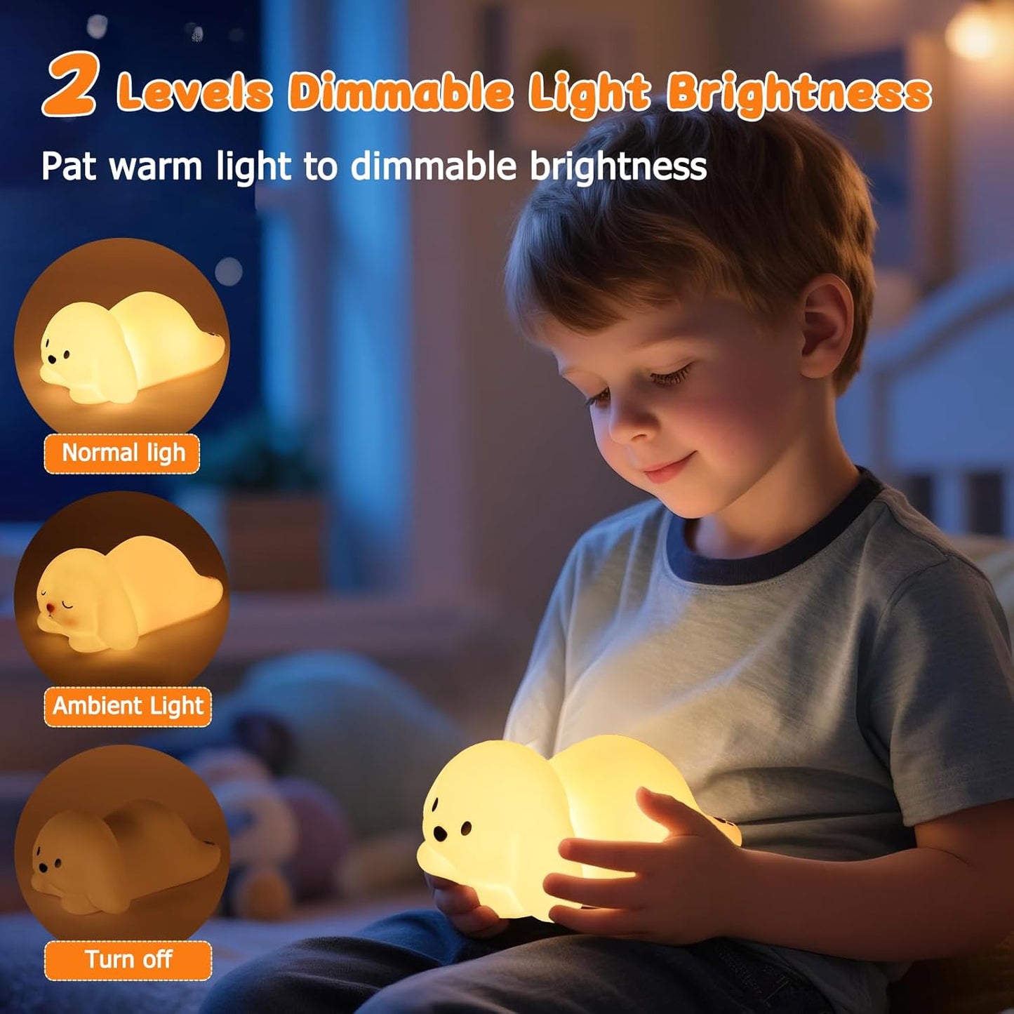 Tremdwoto Dog Night Light for Kids,Cute 7 Colorful Night Light Baby Girl Squishy Night Lights Lamp 1/3 Hour Timer Puppy Light Dimmable Nursery Nightlight，Kawaii Bedroom Decor,Gift for Boys and Girls