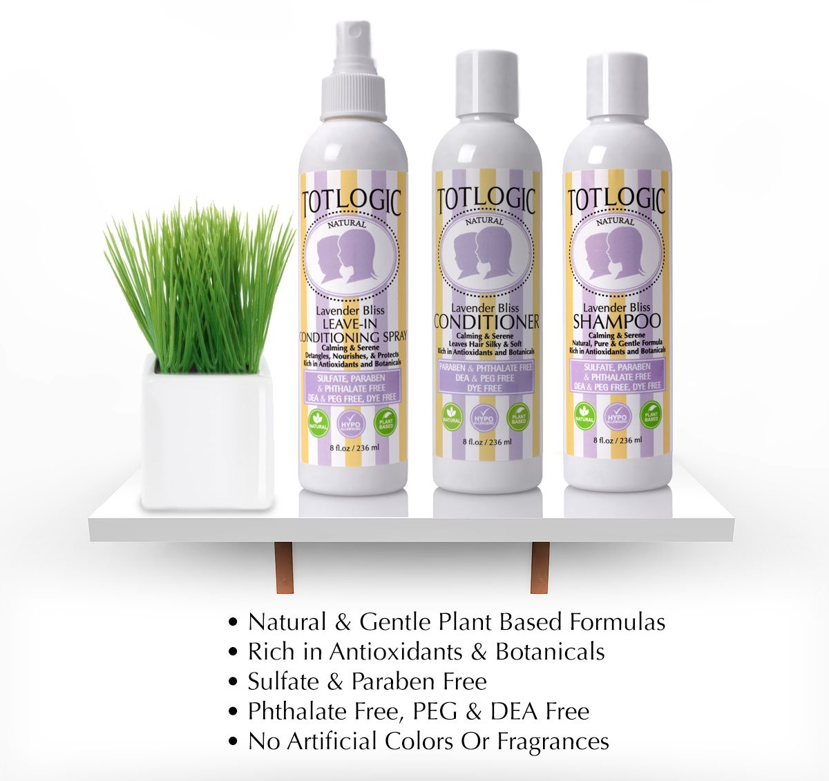 TotLogic Sulfate Free Baby Shampoo- Lavender Bliss Hair Care, 8 oz, No Phthalates, No Formaldehyde, Infused With Natural Antioxidants and Botanicals