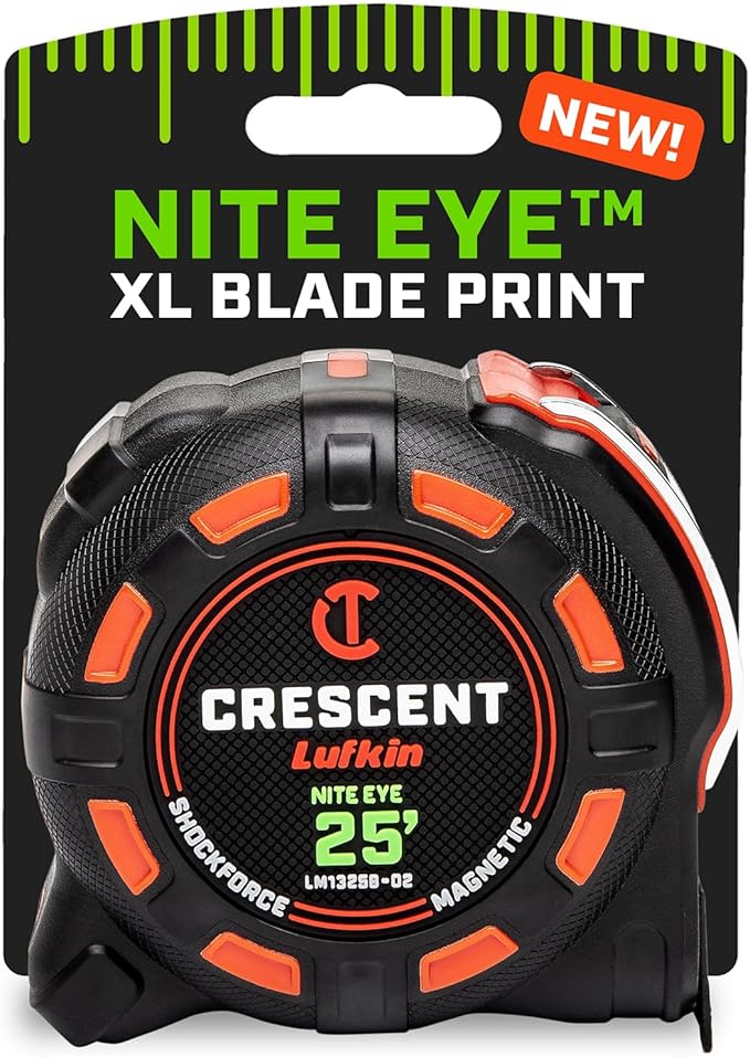 Crescent Lufkin 25 Ft. SHOCKFORCE NITE EYE Magnetic Tape Measure | LM1325B-02