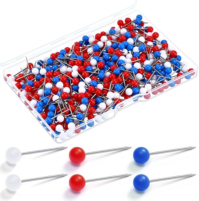 WILLBOND 500 Pack Map Push Pins Map Tacks Small Round Head Push Pins Thumb Tacks