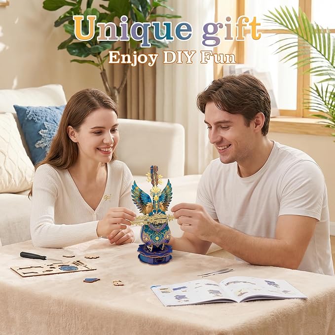 3D Wooden Puzzles for Adults, Mechanical Cello Music Box Kit