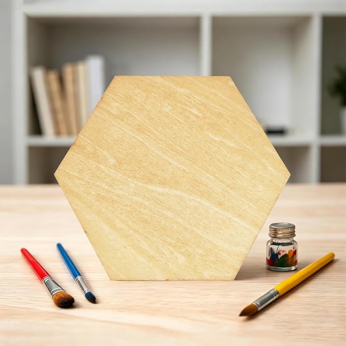 50PCS Wooden Hexagonal, Made of Basswood, 4 Inch Unprocessed Wood Pieces