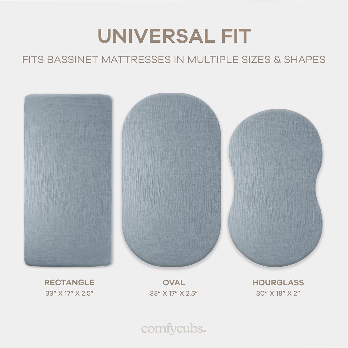 Comfy Cubs Muslin Bassinet Sheet - 100% Soft Cotton Fabric, Breathable & Gentle for Baby’s Sensitive Skin - Universal Fit with Secure Elastic Edging, Gift-Ready Packaging - Pacific Blue