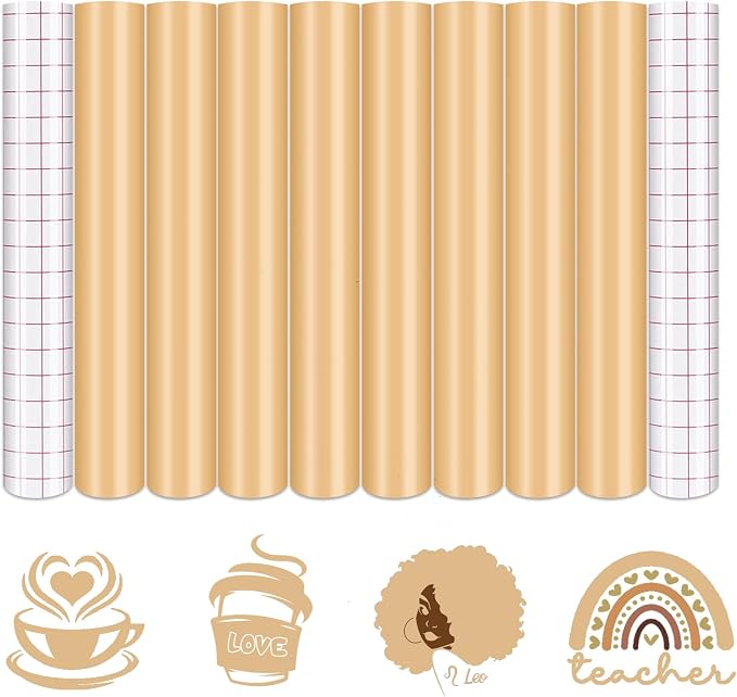 Tintnut Pastel Skin Tone Permanent Vinyl 8 Sheets 12''x10'' Adhesive Vinyl |
