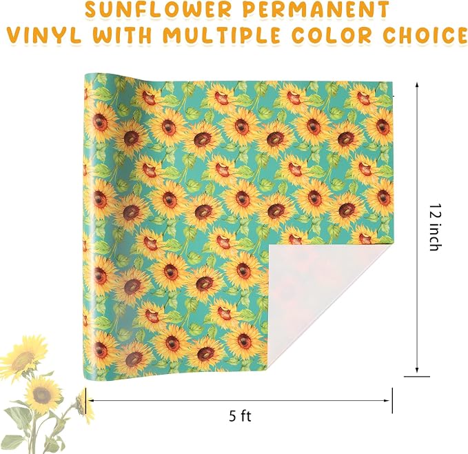Tintnut Sunflower Permanent Vinyl Roll 12" x5ft Green Adhesive Vinyl | Sunshine