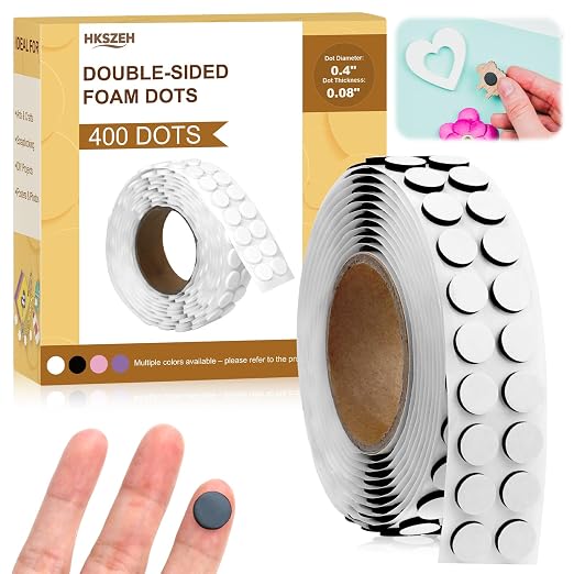 400 PCS 2mm Double Sided Foam Dots 0.4" Foam Round Dots 3D Foam Tape Craft