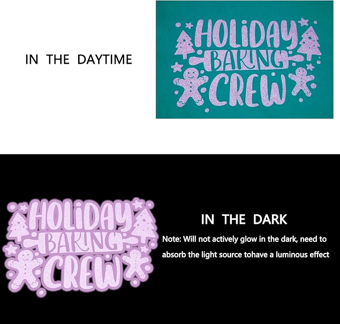 HTVVETUR Glitter Lilac Heat Transfer Vinyl, Glow in The Dark Light Purple HTV