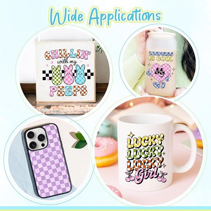 Tintnut Colorful Checkerboard Permanent Vinyl, waterproof, easy peel & stick