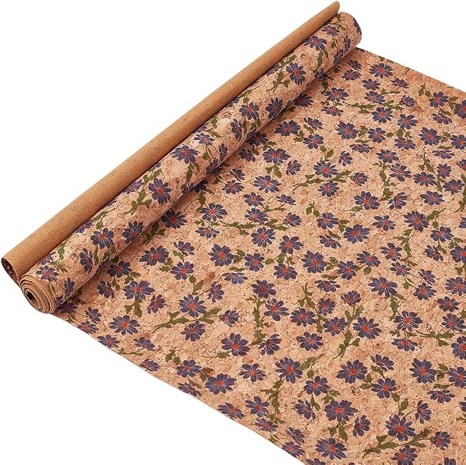 1.51 Yards 12.99 Inch Camel Synthetic Cork Leather Fabrics by the Yard Flowers