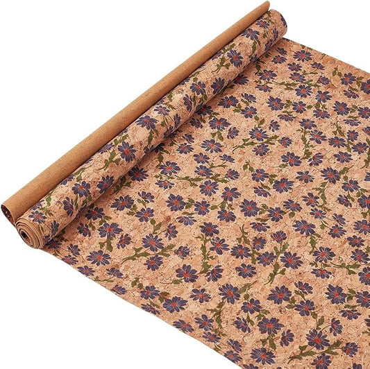 1.51 Yards 12.99 Inch Camel Synthetic Cork Leather Fabrics by the Yard Flowers