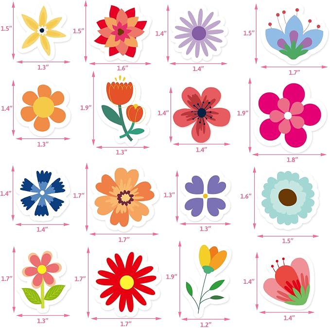 400Pcs Flower Foam Stickers Assorted Spring Summer Colorful Flower Shaped