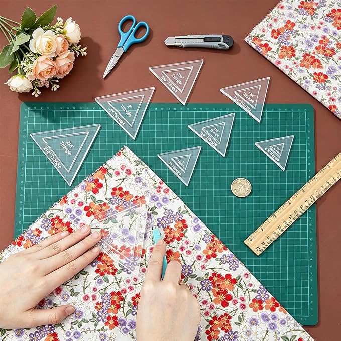 BENECREAT 16 Pcs Triangle Quilting Template, Acrylic Quilting Templates Rulers