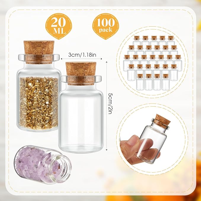 Gerrii 100 Pcs 20 ml Mini Glass Bottles