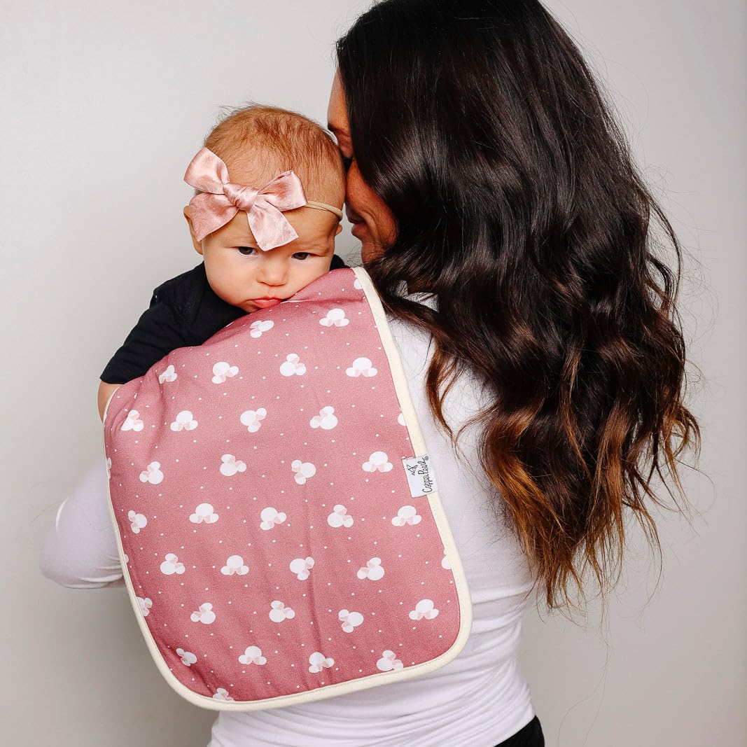 Baby Burp Cloth Large 21''x10'' Size Premium Absorbent Triple Layer 3-Pack Gift Set "Minnie Mouse" by Copper Pearl