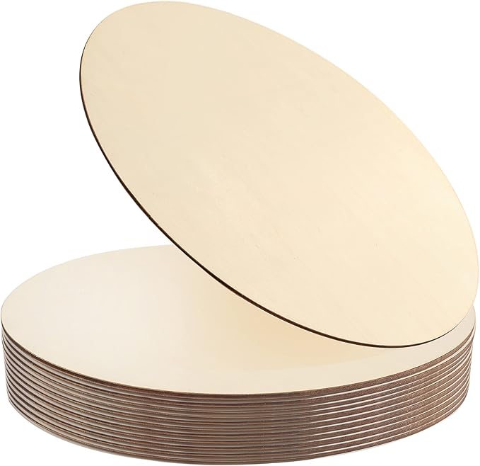 12Pcs 12 Inch Wood Circles for Crafts, Unfinished Blank Wooden Rounds Slice
