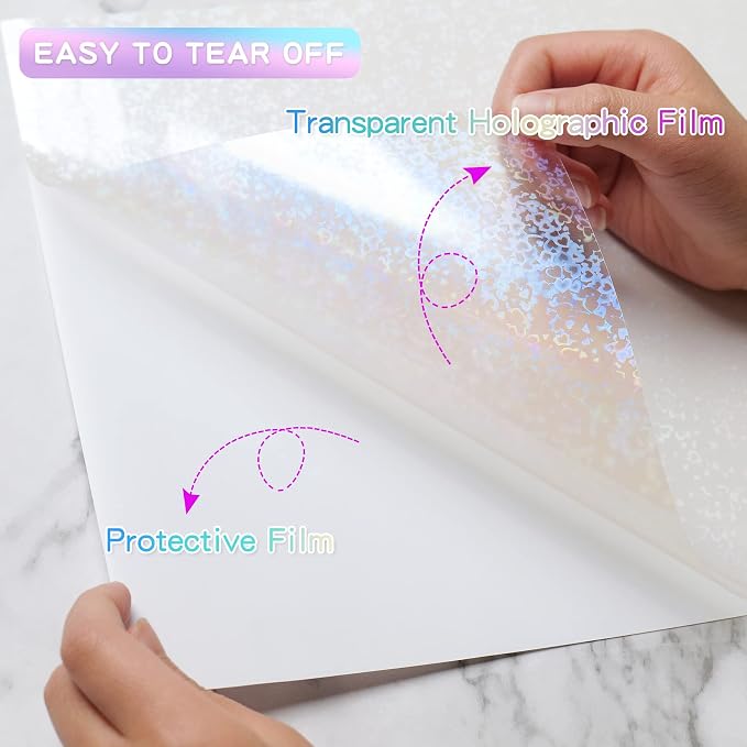 36 Sheets Holographic Laminate Sheets Clear Self Adhesive Sticker Paper