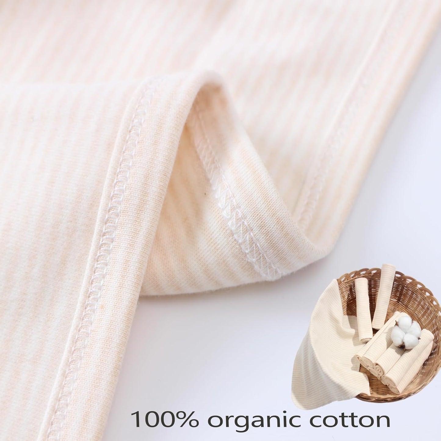 Organic Cotton Baby Washcloths - 10 Pack | Ultra-Soft Newborn Face Bath Towel - Reusable Baby Wipes for Delicate Skin Thin & Lightweight, Perfect for Babies, Kids, Toddlers, Infant (Stripes)