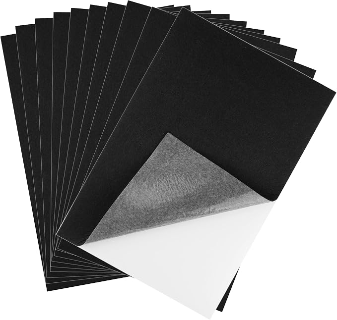 CHRORINE 10 Pcs Black Felt Fabric Sheets Self Adhesive Felt Sheets 8 x 12