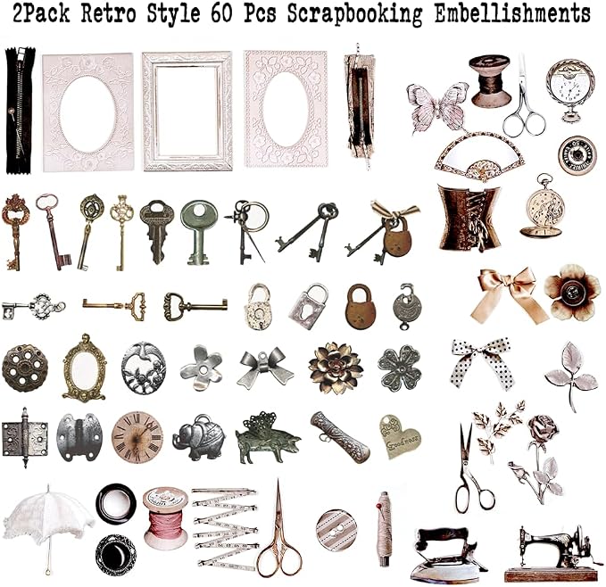 Diuhofart 2Pack Vintage Scrapbook Embellishments