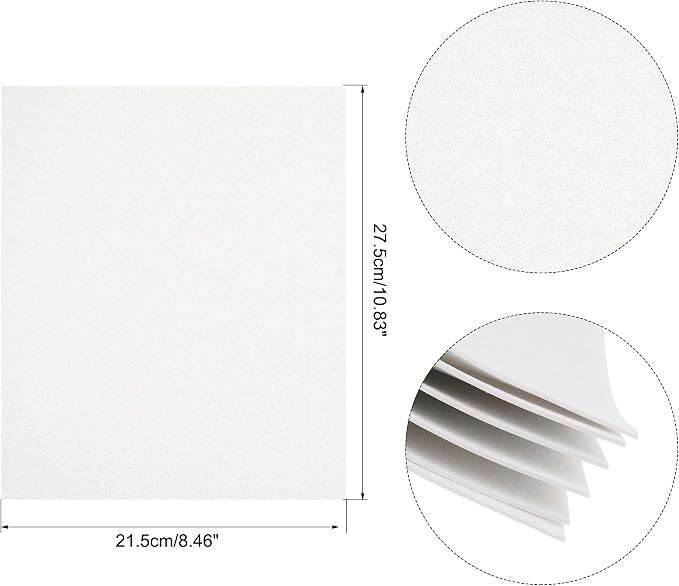 uxcell White Shiny EVA Foam Sheets 11 x 8 Inch 2mm Thick