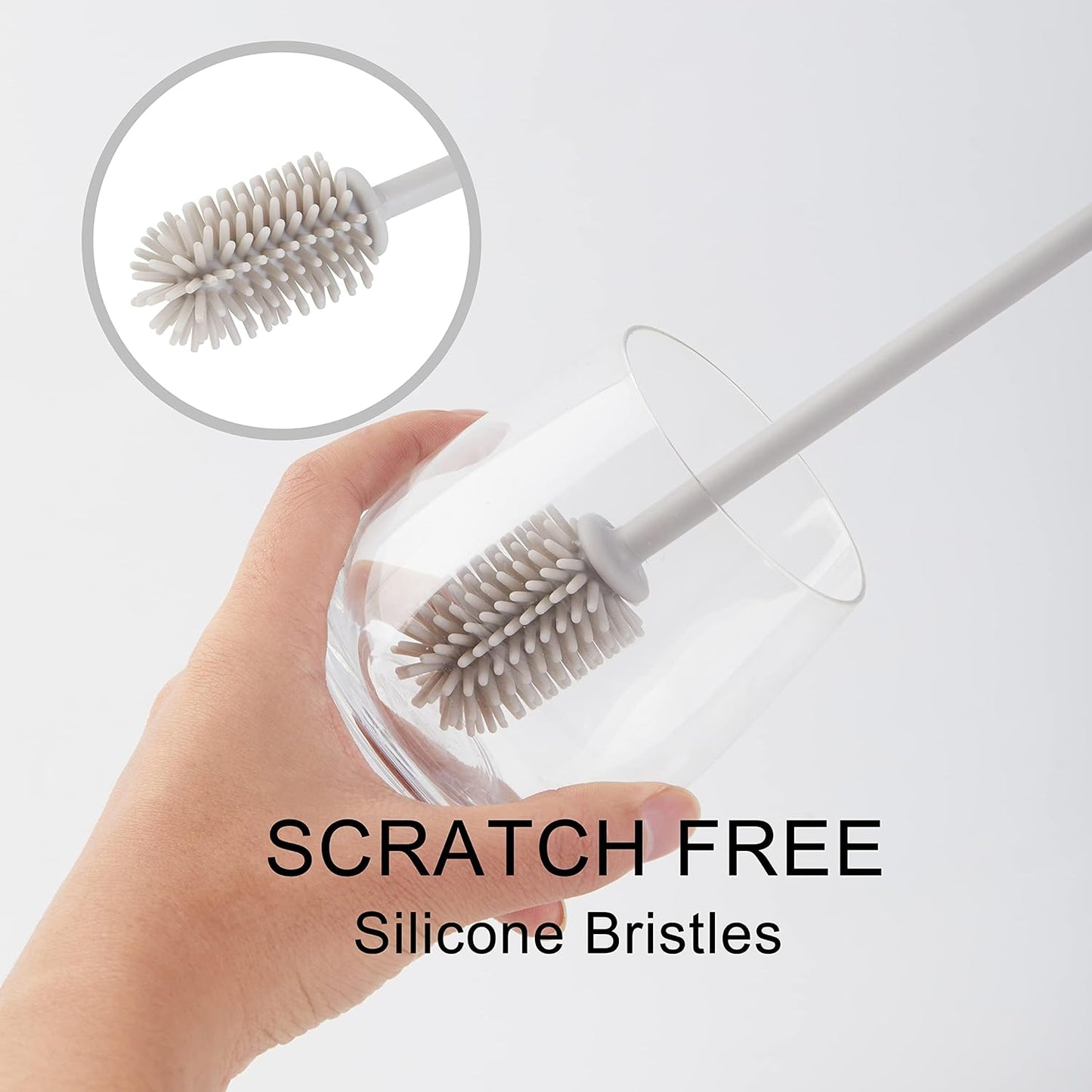 Silicone Bottle Brush,Bottle Cleaning Brush,Long Handle,Flexible and Bendable Kitchen Cleaner Brush for Narrow Neck Containers,Water Cup,Baby Bottles,Sports Bottle,Glassware