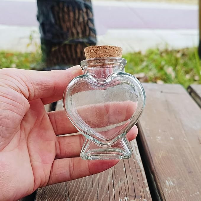 Empty Mini Heart-Shaped Glass Bottles