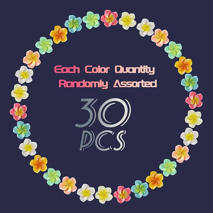 30pcs Flower Cabochons Flatback Plumeria Flower Push Pins in 7 Colors Cute