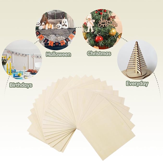 2 Pack Plywood Sheets, 17.1" x 17.1"x 0.2" Basswood Sheets | 5mm Basswood Craft
