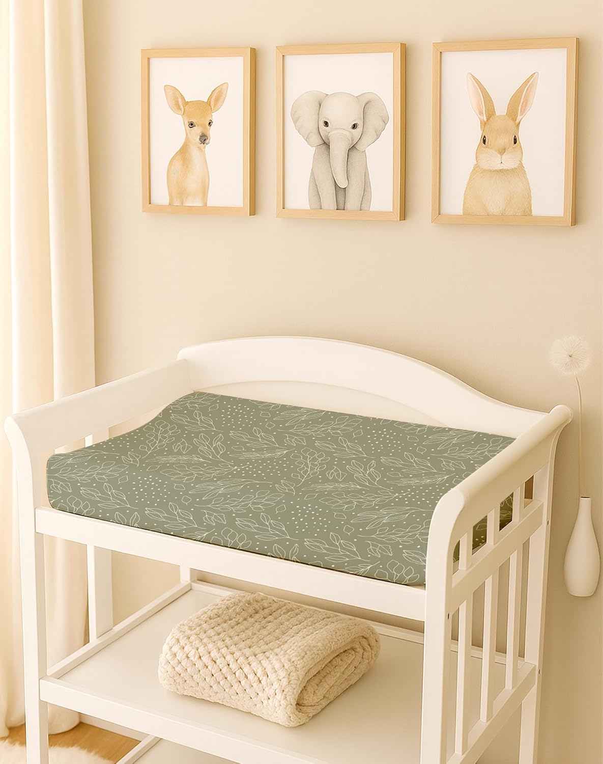Changing Pad Cover for Baby Boys Girls 2 Pack, Fits Standard 32”×16” Changing Table Pads, Silky Breathable Stretch Knit, Machine Washable (Sage Trail)