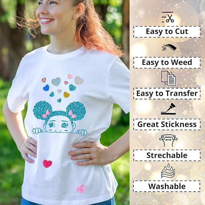 HTVRONT Glitter Heat Transfer Vinyl