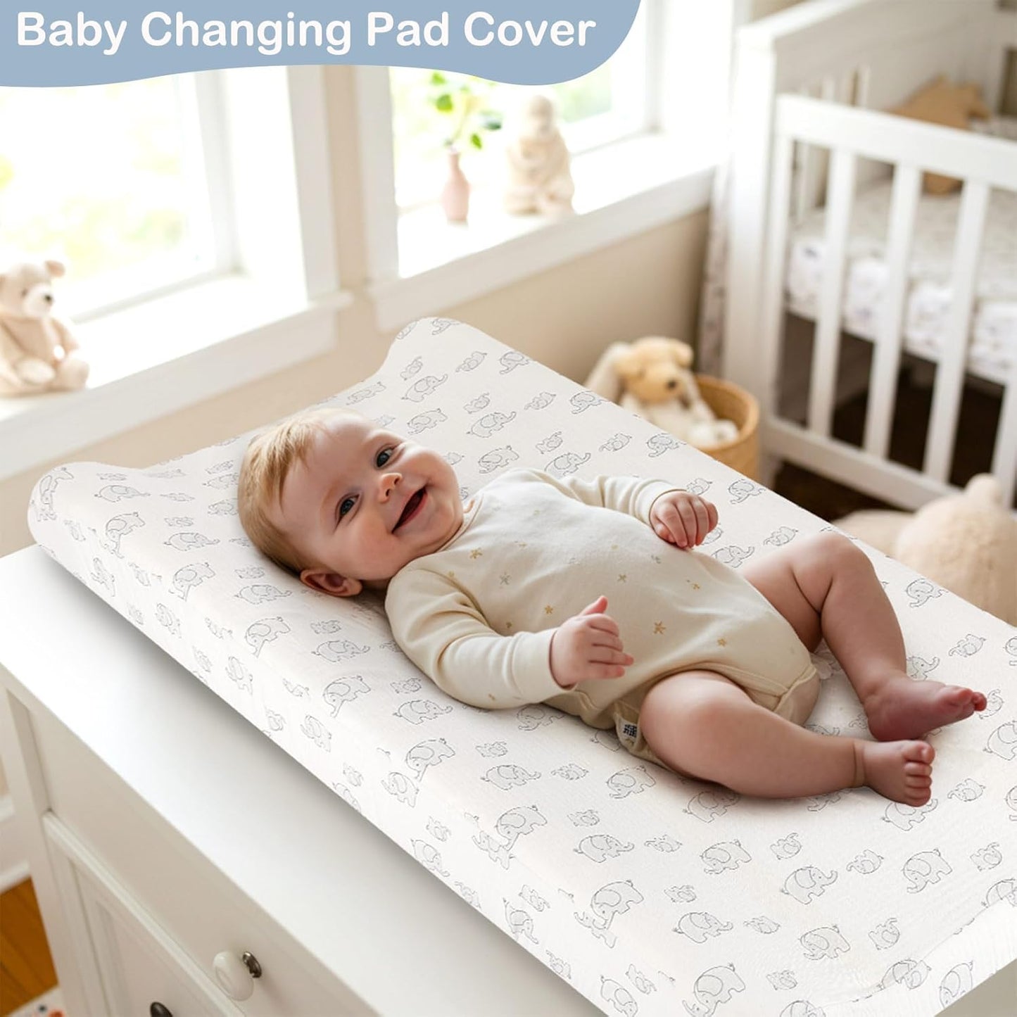 Basumee Muslin Changing Pad Cover Waterproof 2 Pack Baby Changing Table Covers for Boys and Girls Soft Breathable Nursery Diaper Change Table Cover Pad Fits 32"x16", Blue