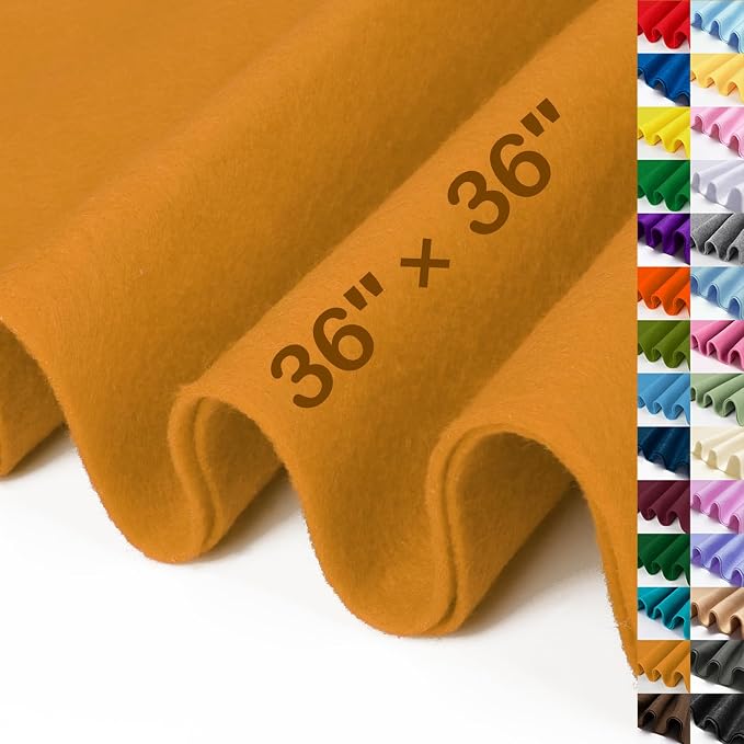 XSEINO Antique Gold Large Felt Fabric 36" X 36 ", 1.4 mm Thick Soft Felt Fabric