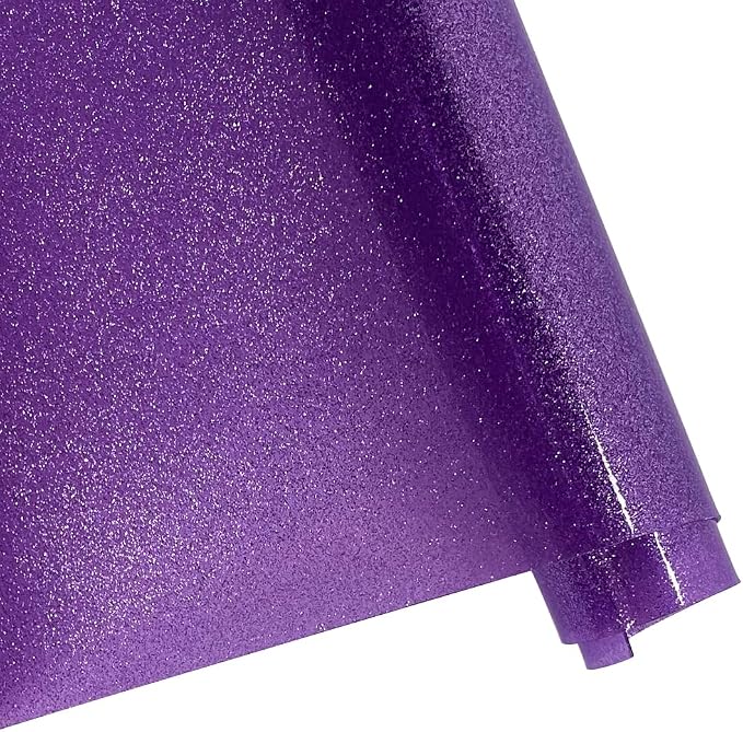 ONEART | Light Purple Transparent Glitter Vinyl Roll, 0.7 mm Solid Clear PVC