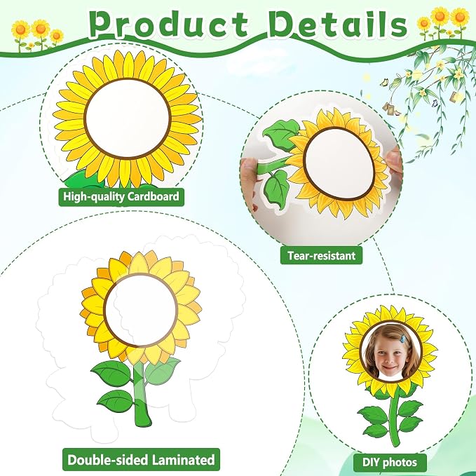 60pcs Sunflower Theme DIY Cutouts Sunflower Bulletin Board Decoration Set