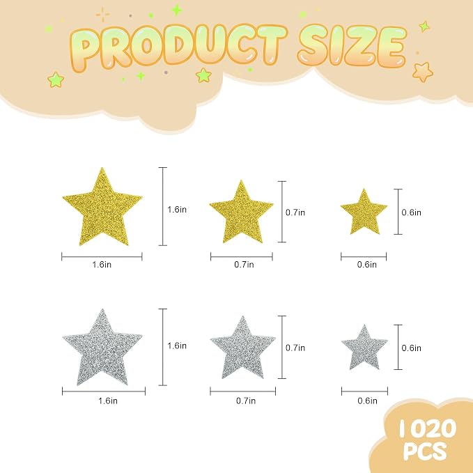 BEISHIDA 1020 PCS Glitter Foam Stickers