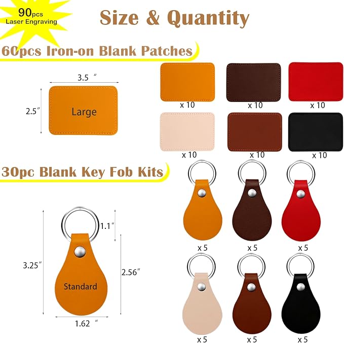 90 Pcs Lasable Engravable Blanks